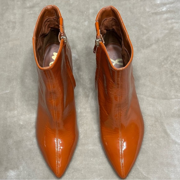 Sam Edelman Hilty Booties PatentBlock Heel Burnt Orange Texas Longhorns Sz 8.5 - Picture 5 of 16